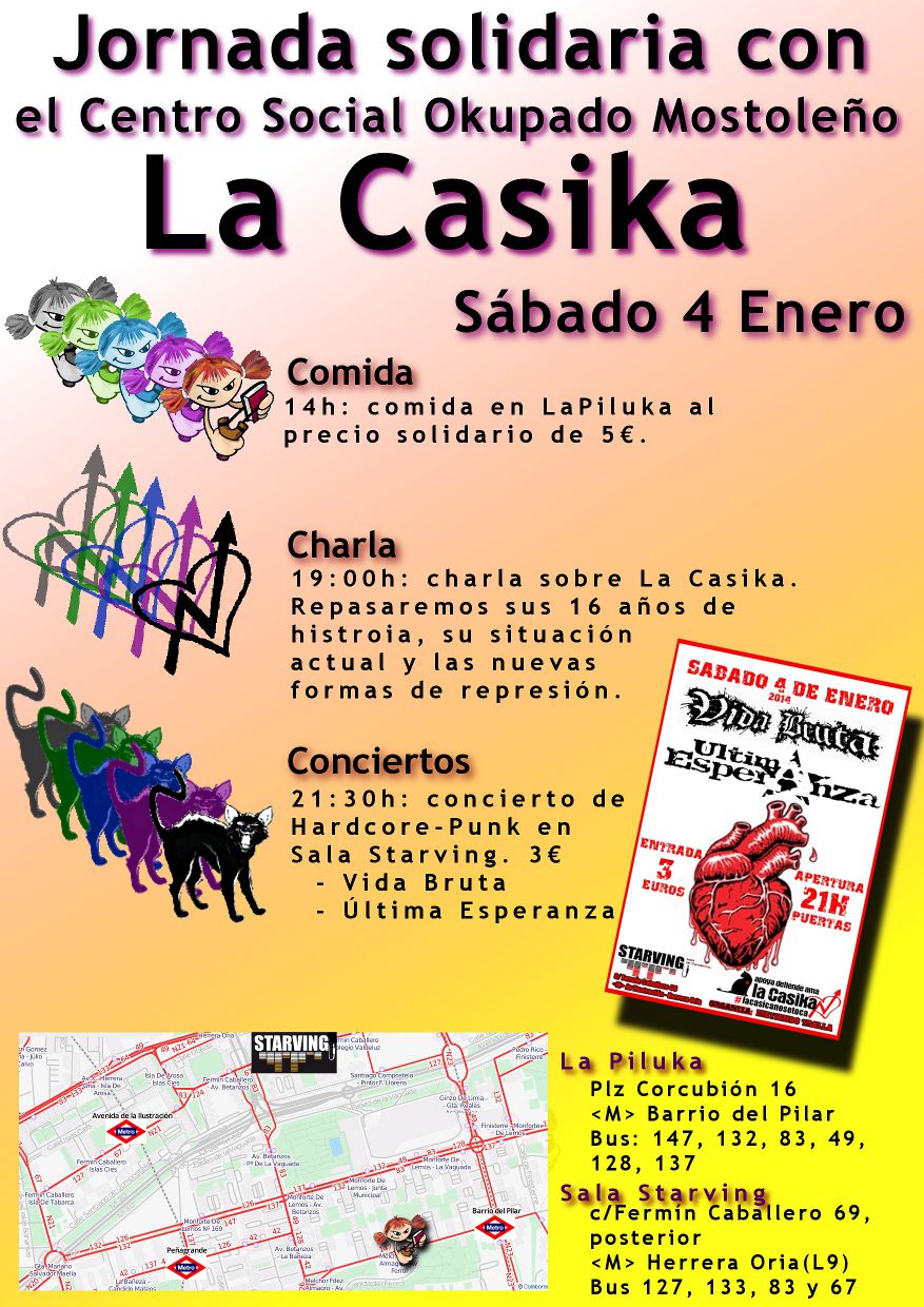 El sábado 4 de enero organizamos una jornada de solidaridad con el centro social okupado autogestionado La Casika, de Móstoles. Tras 16 años de resistencias, la CasiKa está otra vez […]