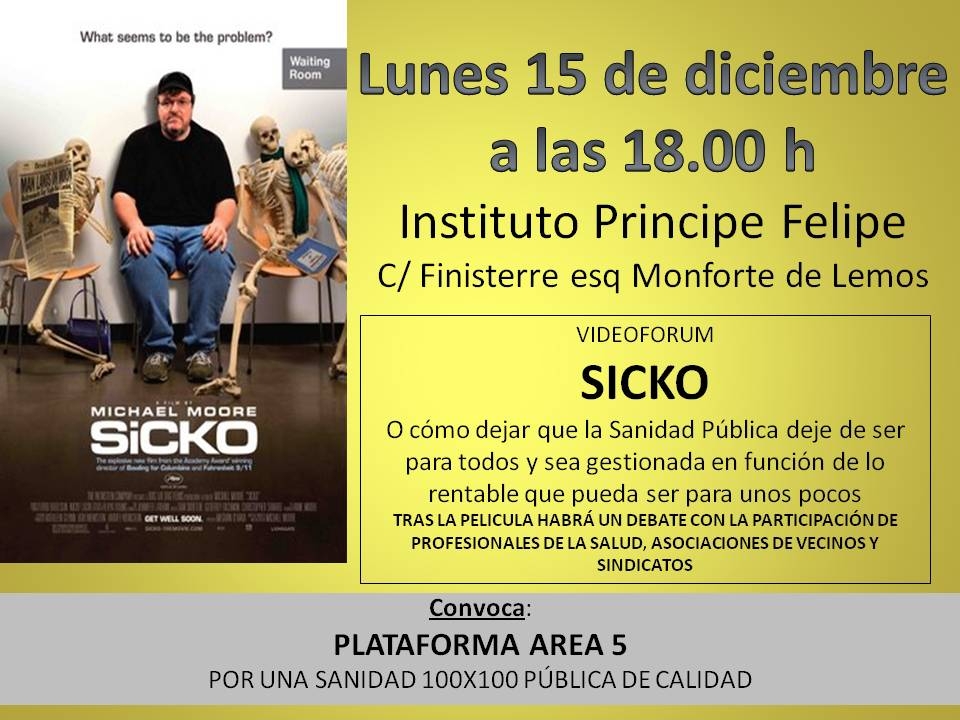 El lunes 15 de diciembre a las 18h en el IES Principe Felipe (c/finisterre esq Monforte de Lemos), se proyectará el documental sobre las políticas sanitarias en diversos paises realizado […]