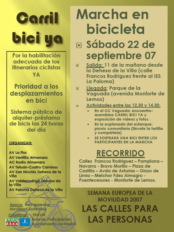 Saldremos de la Dehesa de la Villa (en la calle Francos Rodriguez) a las 11 de la mañana y recorreremos Bravo Murillo hasta Plaza de Castilla. Desde ahí, bajaremos por […]