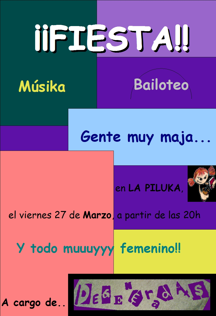       El próximo viernes 27 de marzo, DEGENERADAS vuelve a abril la Piluka, como todos los últimos viernes de cada mes. Os invitamos a venir a tomaros algo […]
