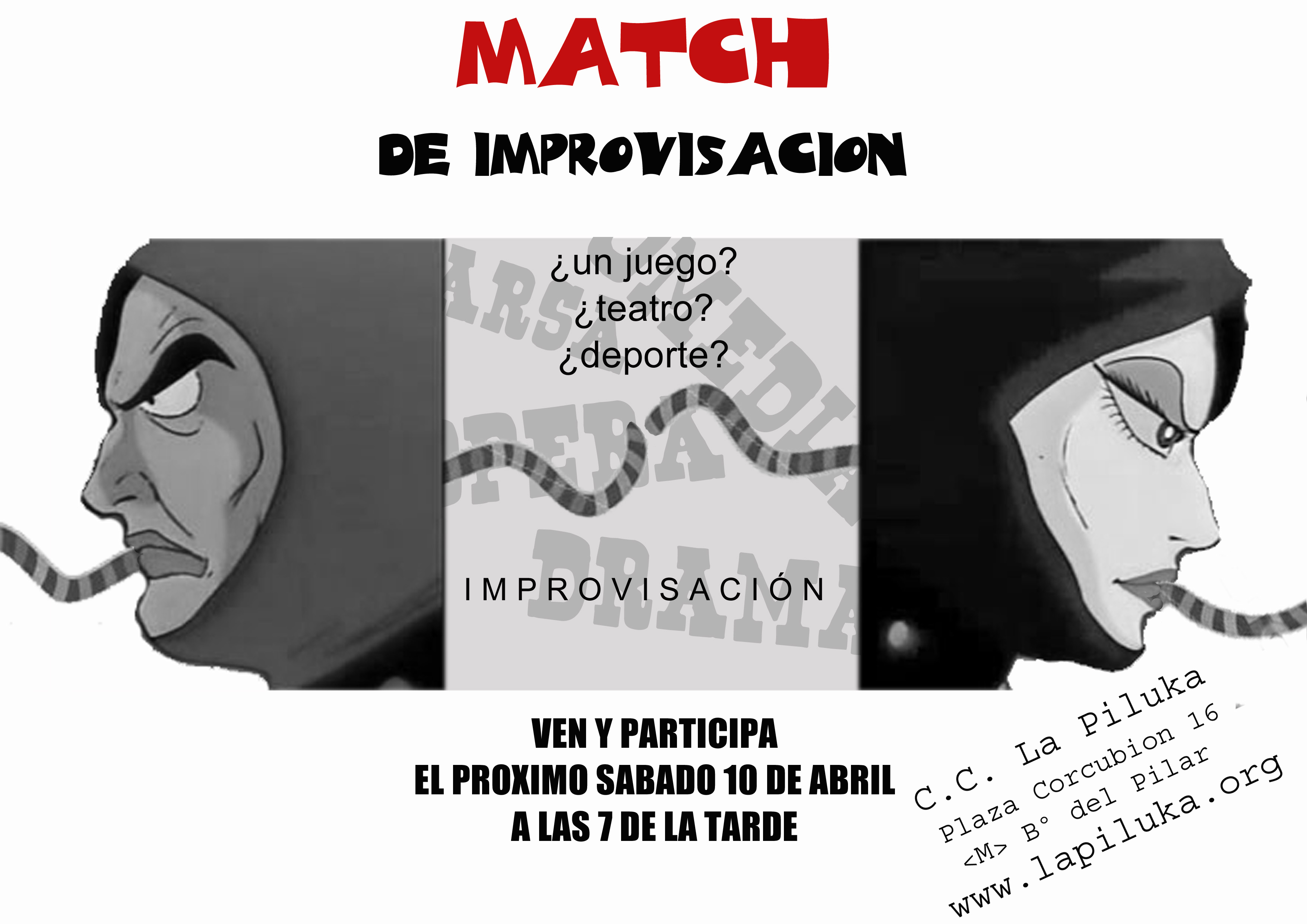 Un Sábado más el Grupo de Teatro Griot, os invita a pasar una tarde divertidísima, participando en un mach de improvisación, sin duda una actividad que hará recordar la fecha […]